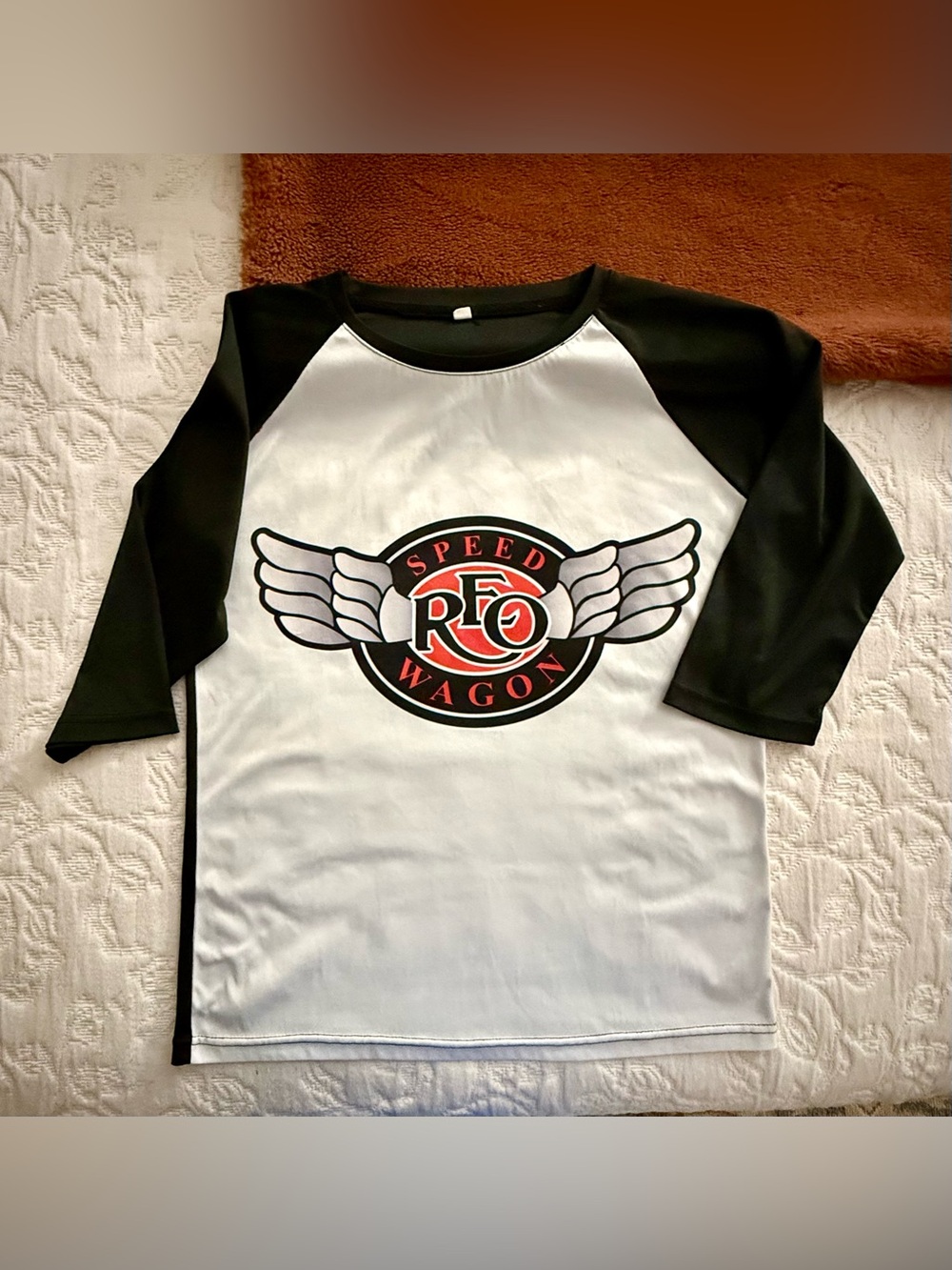 REO Band logo Black n white 3/4 sleeve shirt